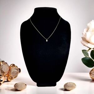 Dainty Precious Elegant Crystal Solitaire Pendant 18k Goldplated Necklace